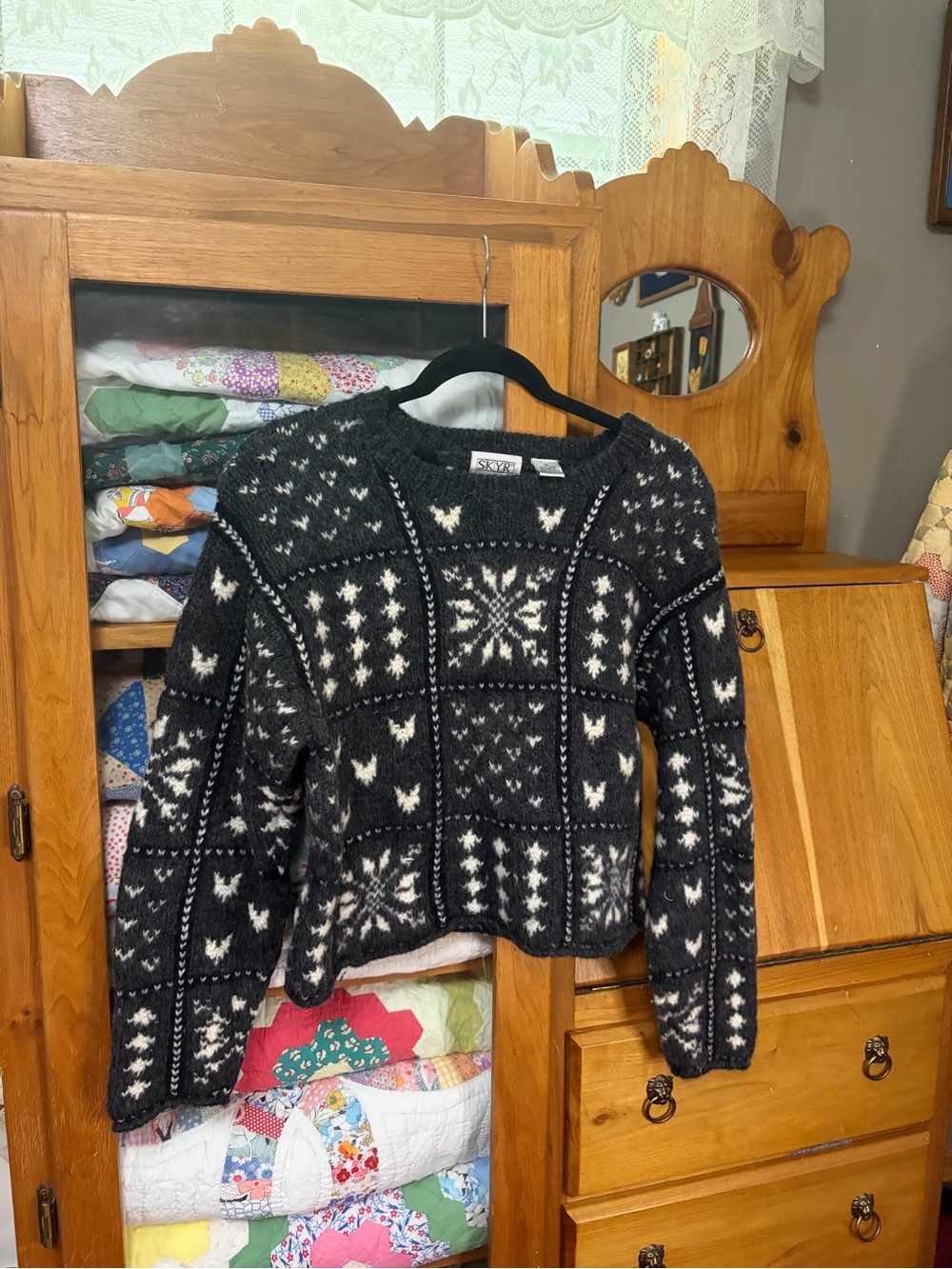 SKYR Black & Cream Fair Isle Knit Sweater